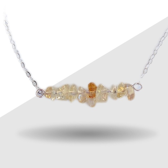 Sterling Silver and Citrine Necklace 18” inches - Picture 1 of 4